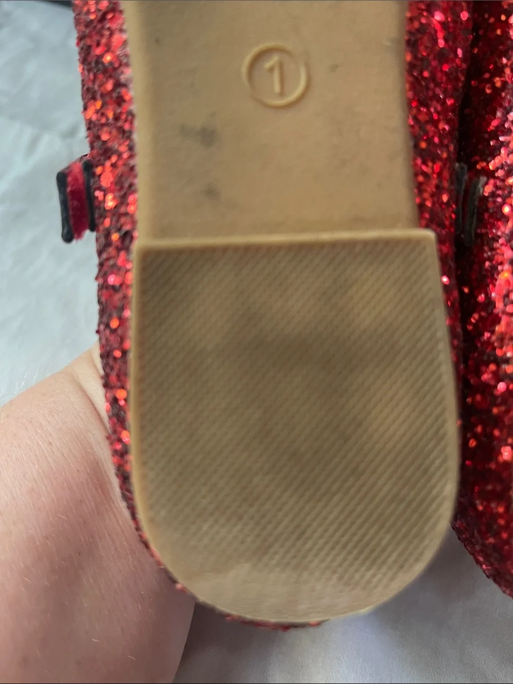 Parrosso Girls Red Glitter Mary Jane Dress Shoes with Bow size 1
